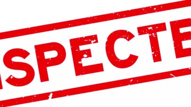 Grunge kırmızı denetlenmiş sözcük kare kauçuk mühür beyaz arkaplanda yakınlaştır