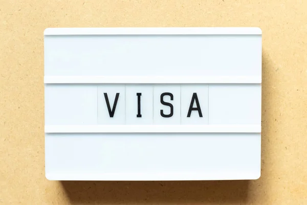 Lightbox Con Visa Palabra Sobre Fondo Madera — Foto de Stock