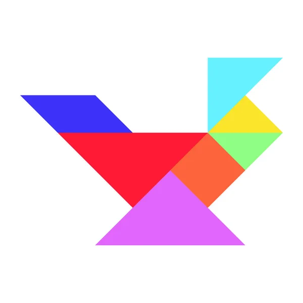 Rompecabezas Tangram Color Forma Pájaro Sobre Fondo Blanco — Vector de stock