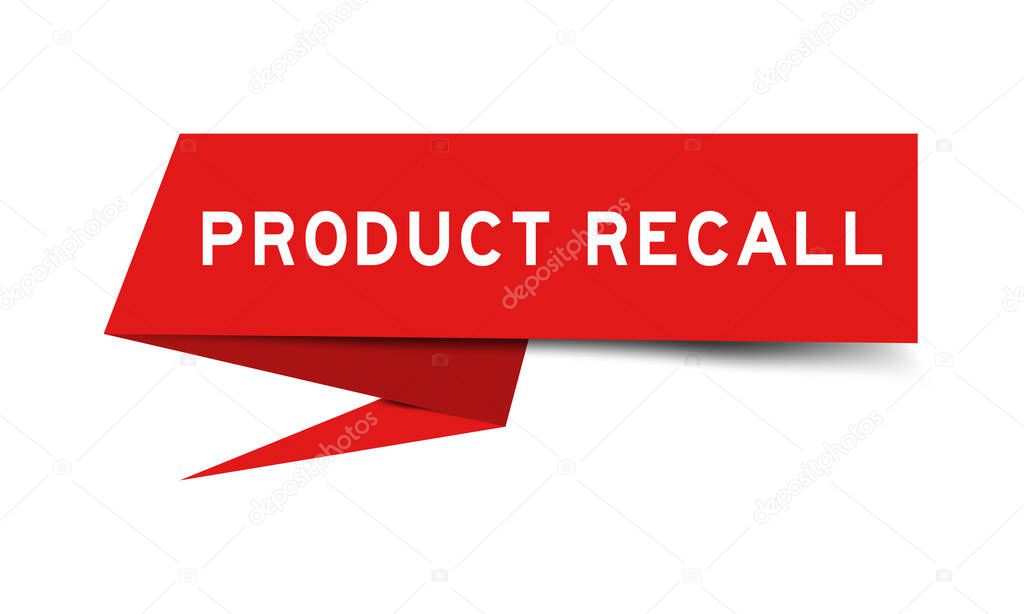 Paper speech banner with word product recall in red color on white background (Vector)