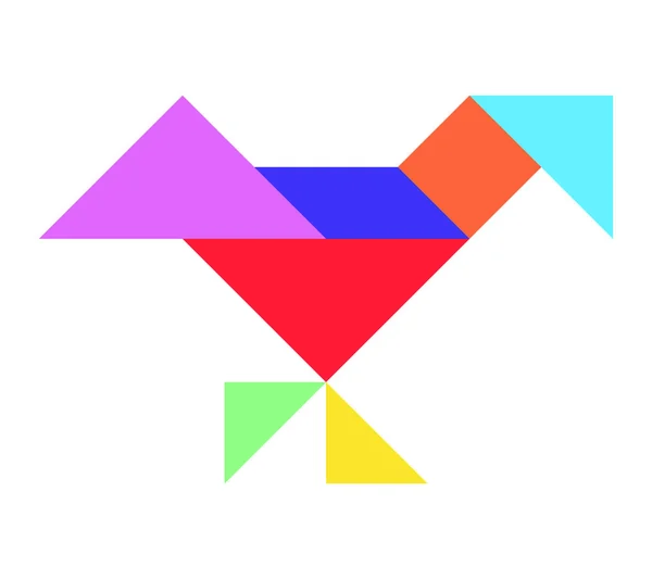 Puzzle Couleur Tangram Forme Oiseau Sur Fond Blanc — Image vectorielle