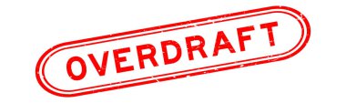 Grunge red overdraft word rubber seal stamp on white background