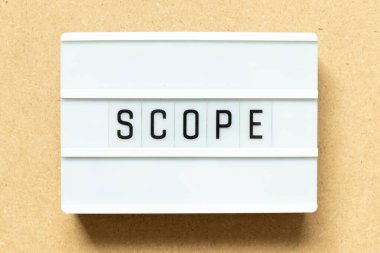 Lightbox with word scope on wood background clipart