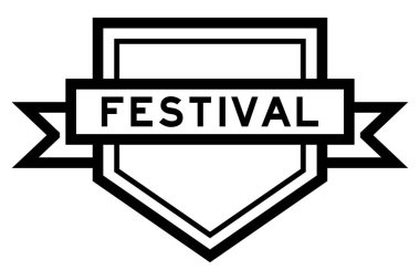 Beyaz arka planda kelime festivali olan klasik siyah Pentagon etiket pankartı