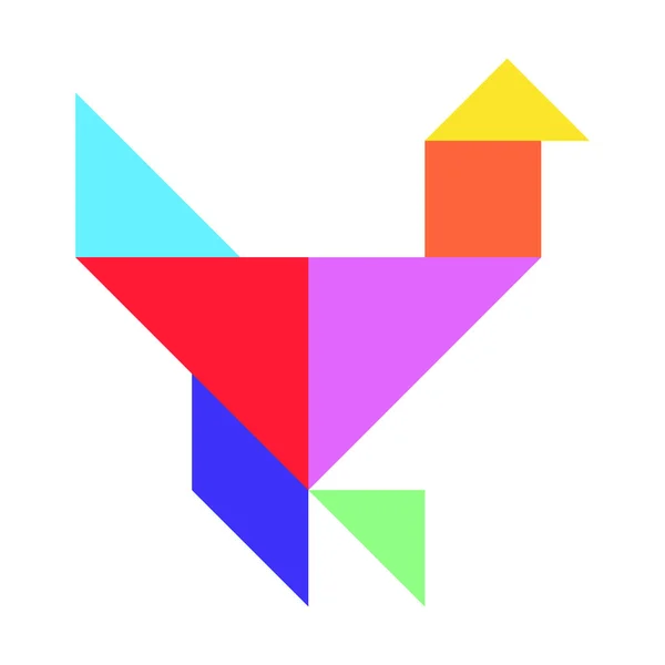 Barva Tangram Puzzle Tvaru Ptáka Bílém Pozadí — Stockový vektor
