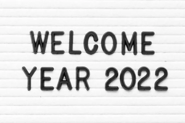 Black Color Letter Word Welcome Year 2022 White Felt Board — Stock Photo, Image