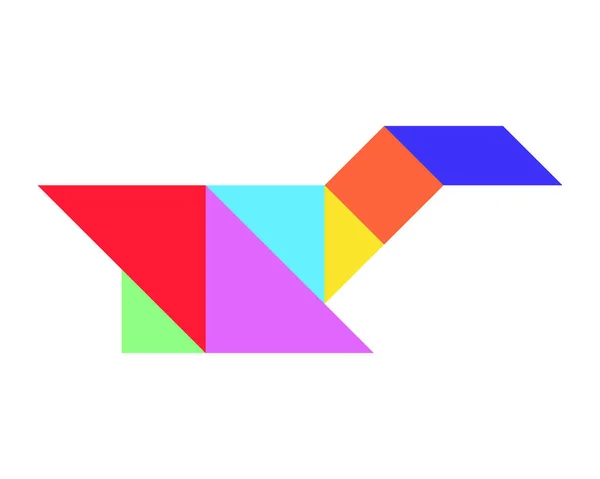 Barva Tangram Puzzle Pták Kachna Husa Labuť Tvar Bílém Pozadí — Stockový vektor