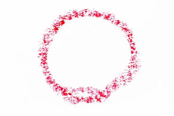 Czerwony Kolor Olejek Pastelowy Rysunek Kole Lub Okrągły Kształt Białym — Zdjęcie stockowe