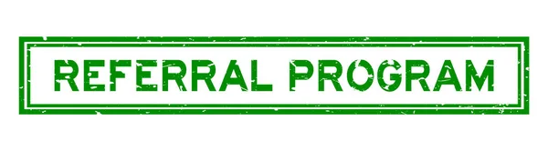 Grunge Πράσινο Πρόγραμμα Παραπομπής Λέξη Τετράγωνο Καουτσούκ Σφραγίδα Σφραγίδα Λευκό — Διανυσματικό Αρχείο