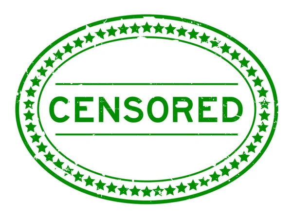 Grunge Πράσινο Λογοκριμένο Λέξη Οβάλ Σφραγίδα Καουτσούκ Λευκό Φόντο — Διανυσματικό Αρχείο