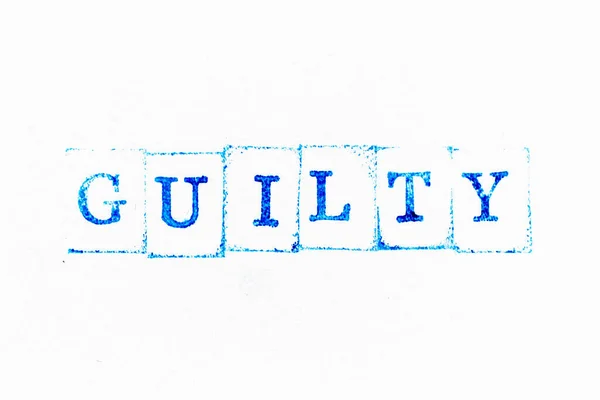 Blue Color Ink Rubber Stamp Word Guilty White Paper Background — Stock Photo, Image