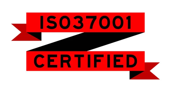 Vintage Röd Färg Band Banner Med Ordet Iso 37001 Certifierad — Stock vektor