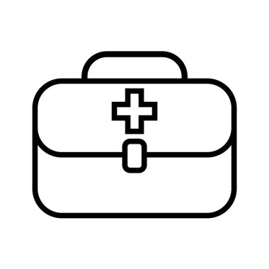 Beyaz arkaplanda çapraz biçimli evrak çantasında siyah renk simgesi