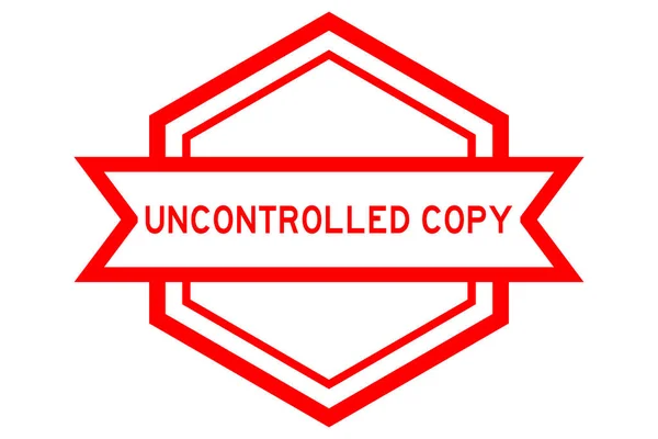 Vintage Hexagon Label Banner Word Uncontrolled Copy Red Color White — Image vectorielle
