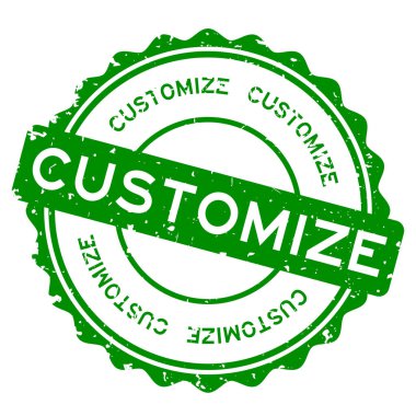 Grunge yeşili beyaz arkaplanda yuvarlak lastik mühür yazısını özelleştir