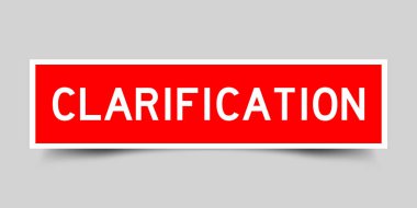 Kare etiket etiketi, gri arkaplanda kırmızı renkte kelime açıklamasıyla