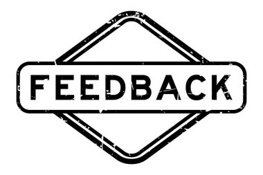 Grunge siyah geribildirim sözcüğü beyaz arkaplanda kauçuk kare mühür