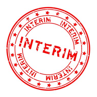 Beyaz arka planda yıldız simgesi yuvarlak lastik mühür damgalı Grunge kırmızı geçici sözcüğü