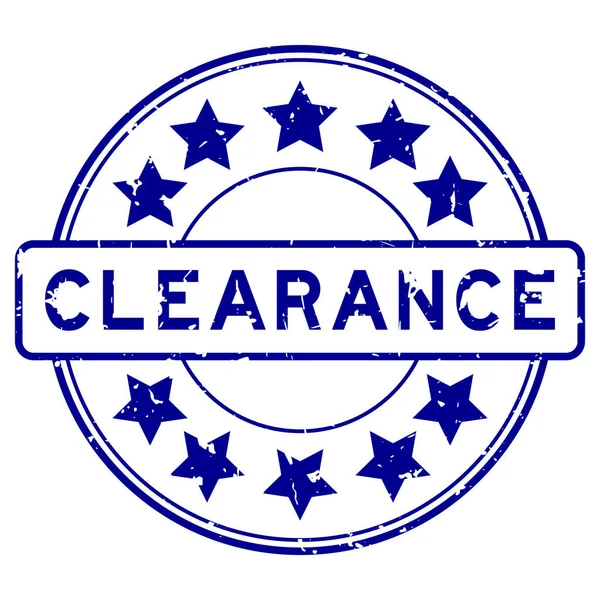 Grunge Blue Clearance Word Star Icon Rubber Seal Stamp White — Stock Vector