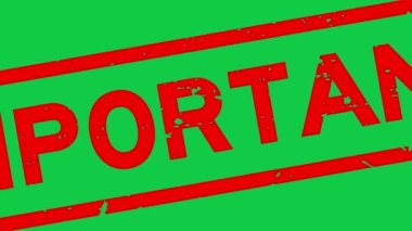 Grunge kırmızı önemli kelime kare kauçuk mühür yeşil arkaplanda yakınlaştır