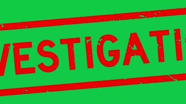 Grunge kırmızı soruşturma kelime kare kauçuk mühür yeşil arka planda yakınlaştırma