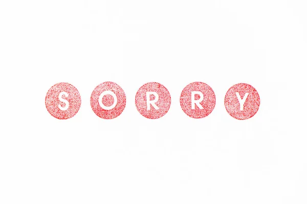 Rote Farbe Gummistempel Wort Sorry Auf Weißem Papier Hintergrund — Stockfoto