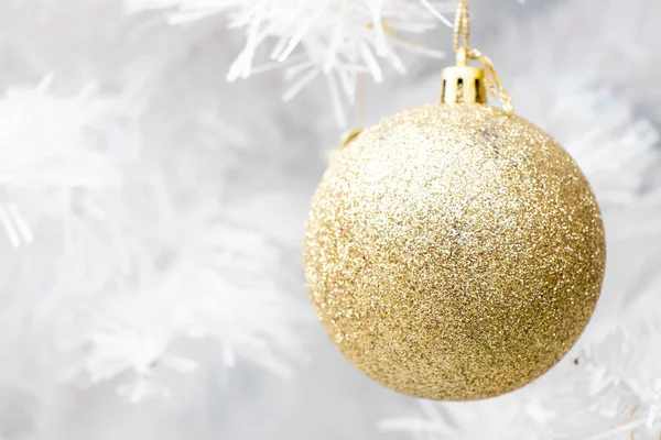 Gold Color Ball White Branch Chrismas Tree Background Decoration Christmas Stock Picture