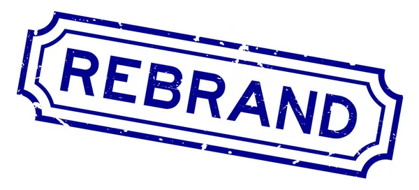 Grunge Blue Rebrand Word Rubber Seal Stamp Auf Weißem Hintergrund — Stockvektor
