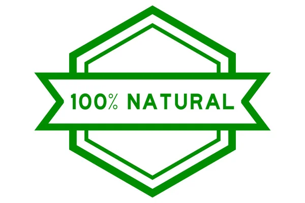 Vintage Zöld Színű Hatszög Címke Banner Szó 100 Ban Természetes — Stock Vector