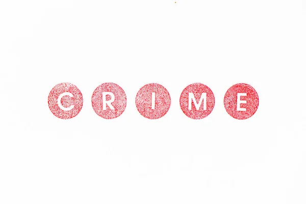 Timbro Gomma Colore Rosso Nel Crimine Parola Sfondo Carta Bianca — Foto Stock