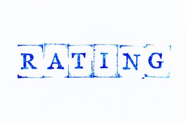 Beyaz kağıt arkaplanda mavi renkli kauçuk mühür