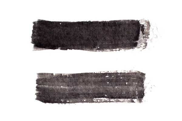 Black Color Watercolor Handdrawing Square Line Brush White Paper Background — Stock Photo, Image