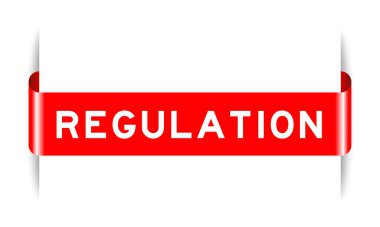 Red color inserted label banner with word regulation on white background