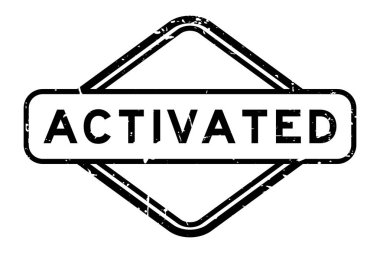 Grunge siyah kelime etkinleştirilmiş beyaz arka planda lastik mühür