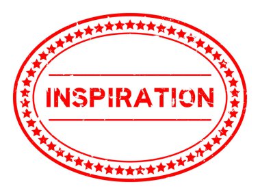 Grunge kırmızı ilham kelimesi oval lastik mühür beyaz arka planda