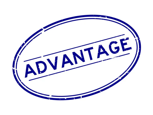 Grunge Blue Advantage Word Oval Rubber Seal Stamp White Background — 스톡 벡터