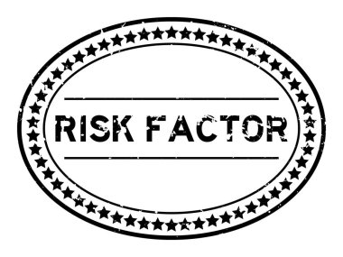Grunge siyah risk faktörü kelime oval lastik mühür beyaz arka planda