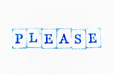 Mavi renkli kauçuk mühür beyaz kağıt arka planda lütfen.