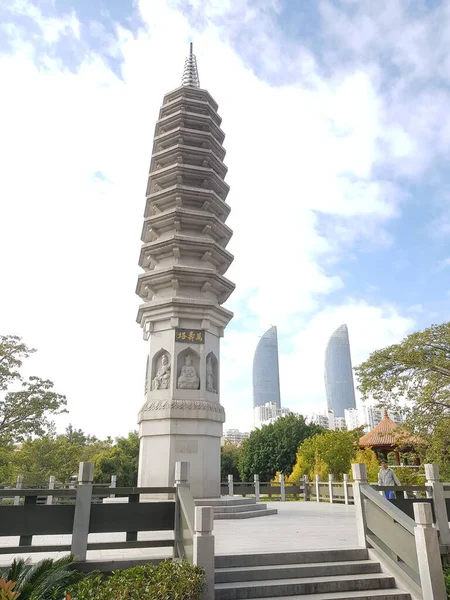 Xiamen China November 2019 Steinpagode Des Nanputuo Tempels Mit Blauem — Stockfoto