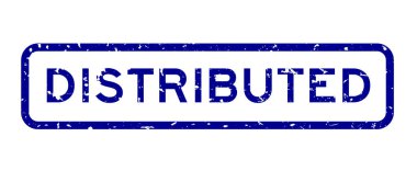 Grunge mavi dağılmış sözcük kare kauçuk mühür beyaz arka planda