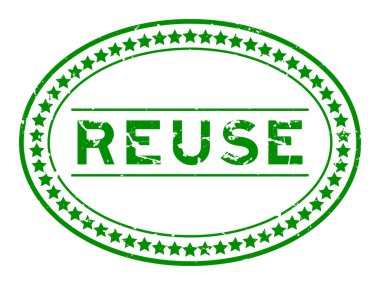 Grunge Green beyaz arka planda oval lastik mühür kelimesini yeniden kullan