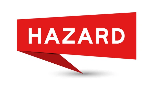 Rote Farbe Sprach Banner Mit Word Hazard Auf Weißem Hintergrund — Stockvektor