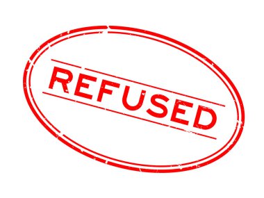 Grunge kırmızı reddetti kelime oval lastik mühür damgası beyaz arka plan üzerinde