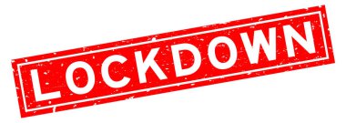 Grunge kırmızı kelime kareli lastik mühür beyaz arka planda