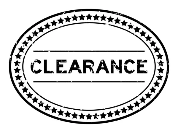 Grunge Black Clearance Word Oval Rubber Seal Stamp White Background — Stock Vector