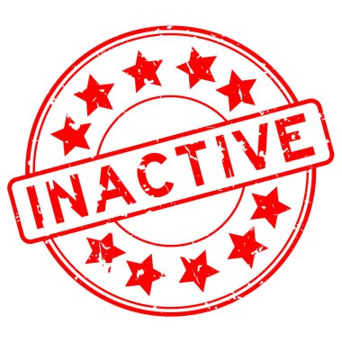 Grunge kırmızı pasif kelime beyaz arkaplanda yıldız simgesi yuvarlak lastik mühür