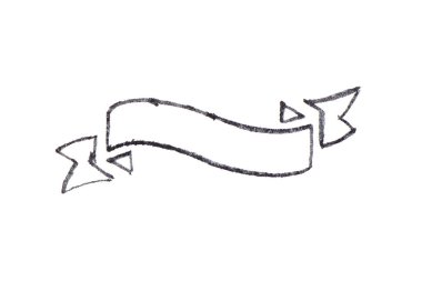 Beyaz kağıda şerit pankartın siyah suluboya el çizimi