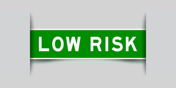 Ingebracht Groene Kleur Label Sticker Met Woord Laag Risico Grijze — Stockvector