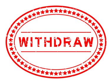 Grunge kırmızı beyaz arka planda oval lastik mühür sözcüğünü geri çek