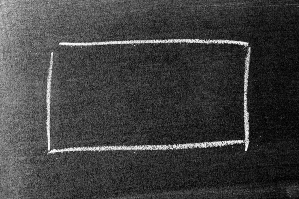 具有复制空间的黑板或黑板背景上白色粉笔手绘为正方形或矩形形状 — 图库照片
